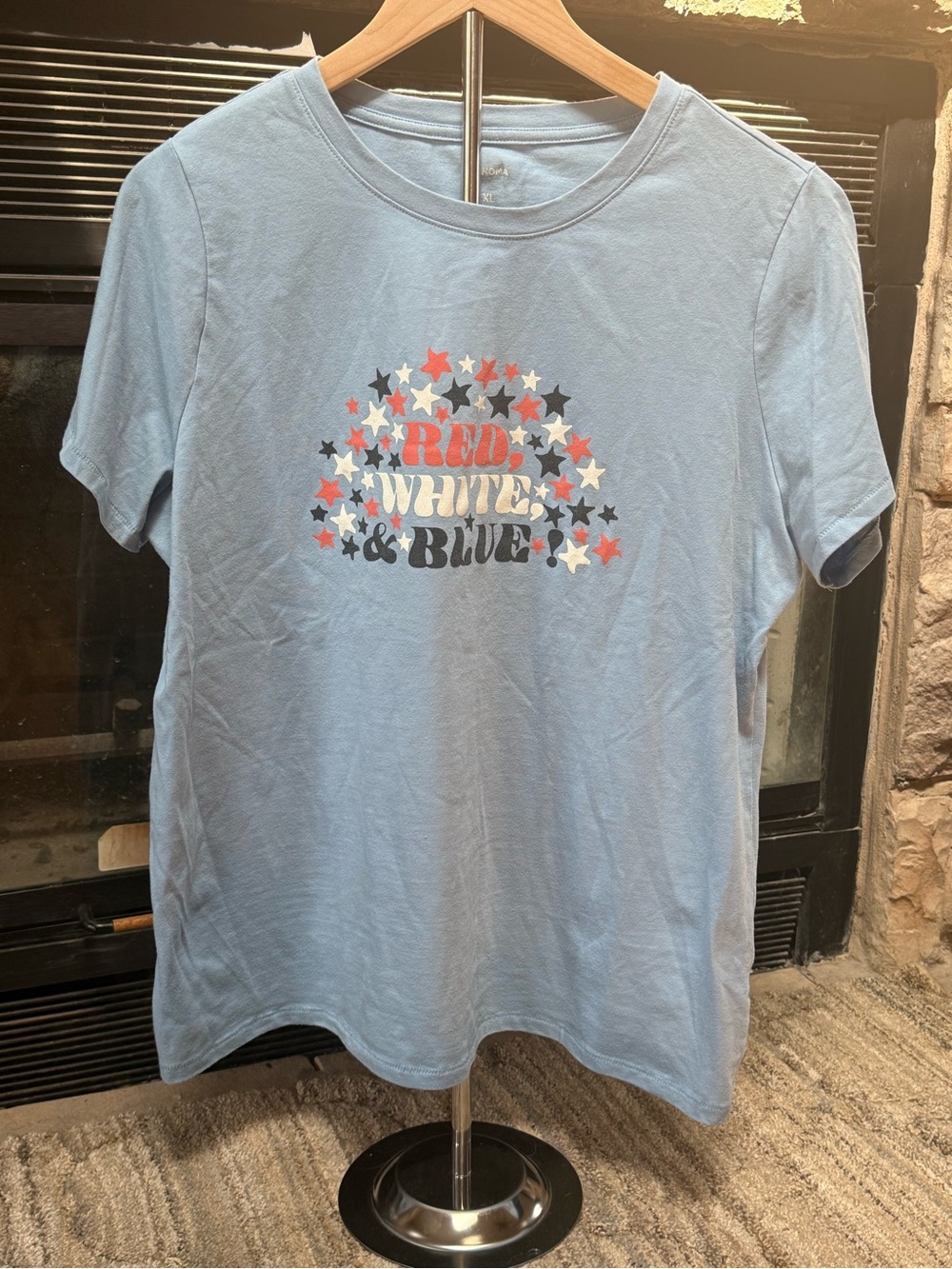Women’s Light Blue 'Red White & Blue' Star Tee